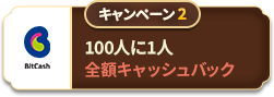 キャンペーン3 100人に1人半額キャッシュバック